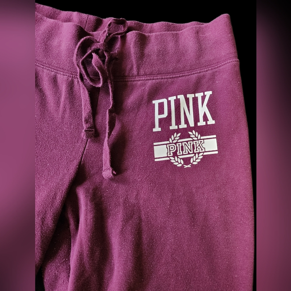 PINK Victoria’s Secret Flare Sweatpants | Burgundy Logo | Size S - Picture 2 of 5